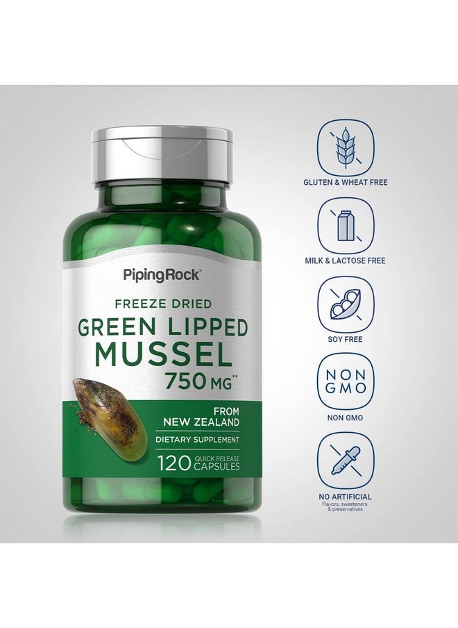 Piping Rock - Green Lipped Mussel 750Mg ; 120 Capsules ; Freeze Dried Supplement From New Zealand ; Nongmo Gluten Free - Image 1