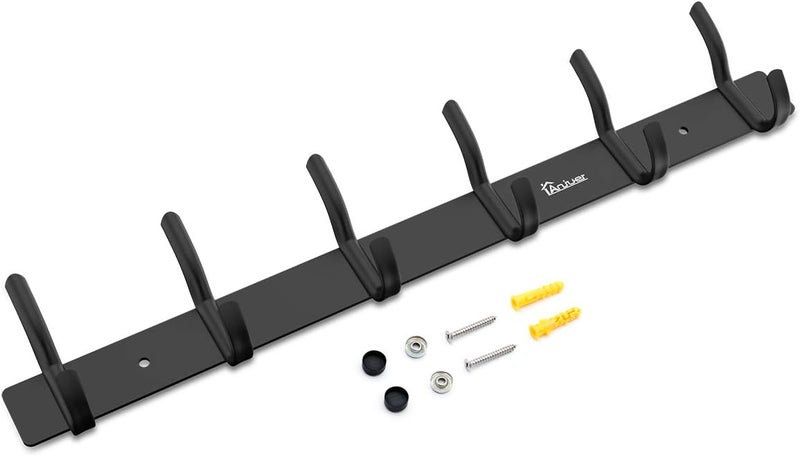 Anjuer Coat Rack 6 Clothes Rack 6 Hooks Heavy Duty Clothes Hat Rack Aluminium Alloy Black - Image 5
