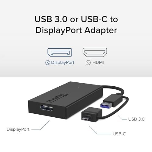 Plugable USB to DisplayPort Adapter. Connect one or More to Any Mac or Windows System to add Extra displays up to 1920x1080 60hz. USB C and A - Image 2