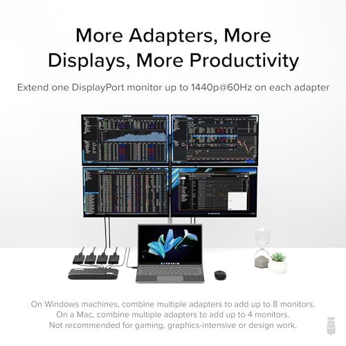 Plugable USB to DisplayPort Adapter. Connect one or More to Any Mac or Windows System to add Extra displays up to 1920x1080 60hz. USB C and A - Image 3