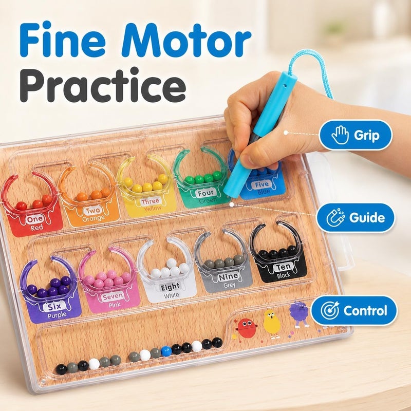 MIANQI Magnetic Color and Number Maze Ice Cream Board | Magnetic pen counting toy for colour sorting fine motor skills quiet indoor play and travel - Image 5