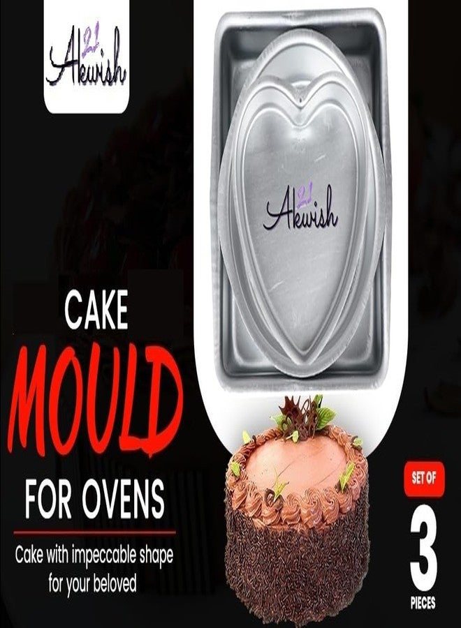 AKWISH قالب كيك ألومنيوم من أكويش على شكل قلب، دائري، ومربع + قالب كيك ألومنيوم على شكل قلب/دائري/مربع - Image 4