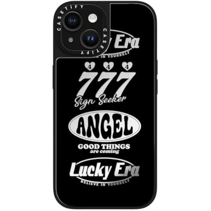 Casetify Mirror iPhone 15 Case 【Reflective / 4.9ft Drop Protection/Compatible with Magsafe】 - Angel Baby! (Cut Out) - Silver on Black - Image 5