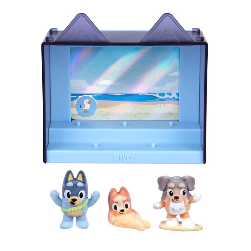 BLUEY Fuzzies Episode Pack: The Beach – 3 Specially Flocked Mini-Figures, 1 Exclusive, Display Case, Foil Trading Card & Collector’s Guide, 50 Mini-Figures to Collect - Image 2