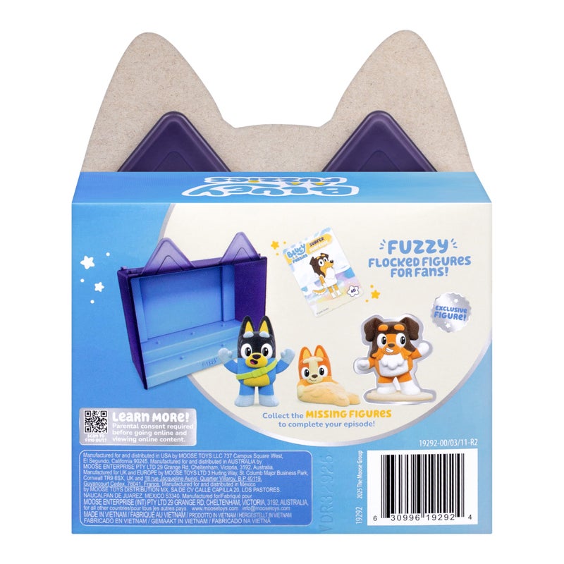 BLUEY Fuzzies Episode Pack: The Beach – 3 Specially Flocked Mini-Figures, 1 Exclusive, Display Case, Foil Trading Card & Collector’s Guide, 50 Mini-Figures to Collect - Image 5