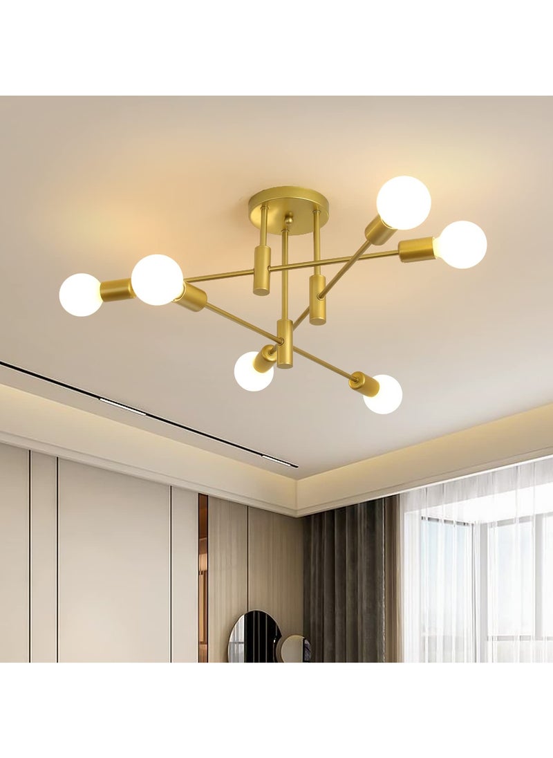 Chandelier Modern Pendant Light 6 Lights Metal Industrial Vintage Bracket Chandelier for Living Room Dining Room Bedroom Foyer, Gold - pzsku/ZD71E3F8461B246B946A0Z/45/_/1730541462/9ac02a13-be85-4522-8528-37b6d5ba8647