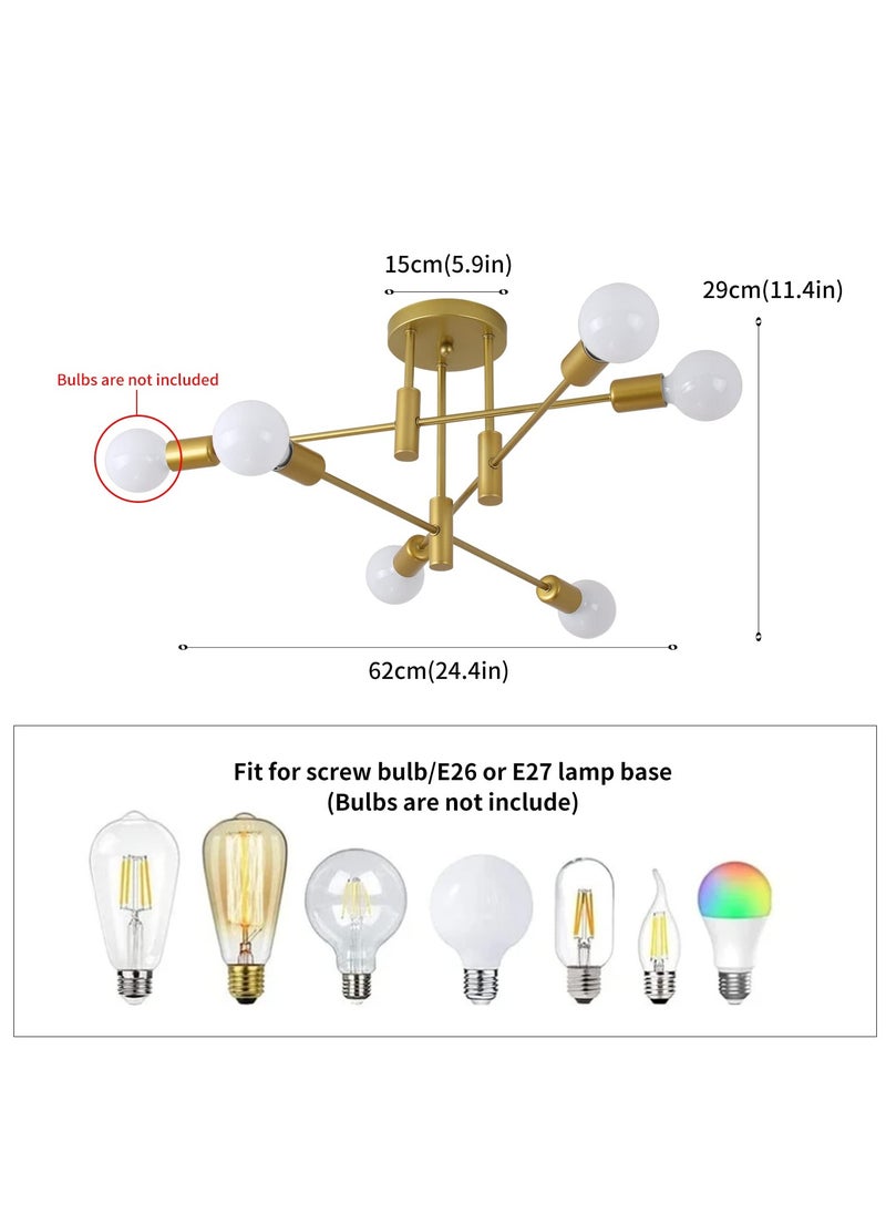 Chandelier Modern Pendant Light 6 Lights Metal Industrial Vintage Bracket Chandelier for Living Room Dining Room Bedroom Foyer, Gold - pzsku/ZD71E3F8461B246B946A0Z/45/_/1730541472/ba2cf40f-9297-48e8-aaea-1ed66dc552d4