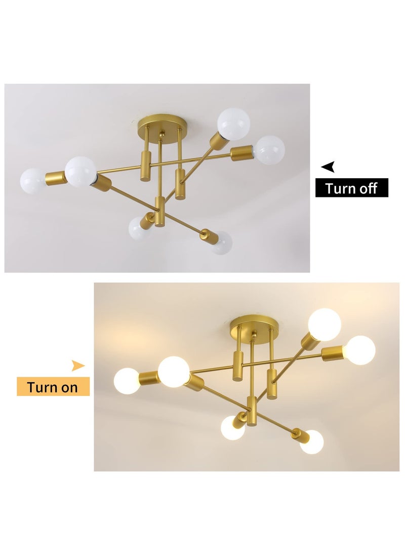 Chandelier Modern Pendant Light 6 Lights Metal Industrial Vintage Bracket Chandelier for Living Room Dining Room Bedroom Foyer, Gold - pzsku/ZD71E3F8461B246B946A0Z/45/_/1730541482/56677241-46e9-4606-9319-5df08df18ca3