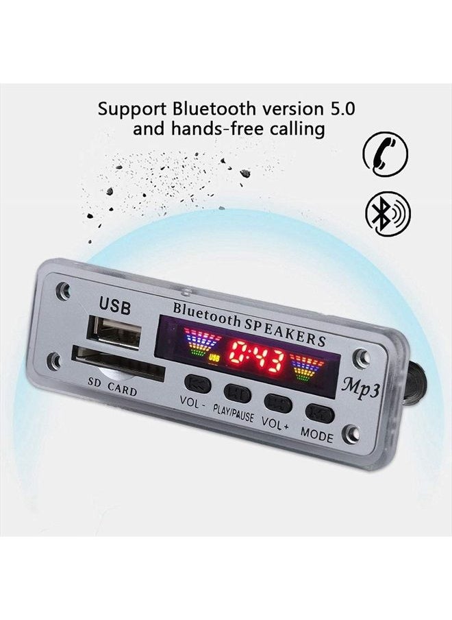 Ashata - MP3 Audio Decoder Board, DC 5V/12V Bluetooth 5.0 Audio Decoder Module Support MP3/WMA/WAV/FLAC/APE, Colors Screen USB AUX SD FM Radio Lossless Car Stereo Bluetooth Recording Module (Silver) - Image 1