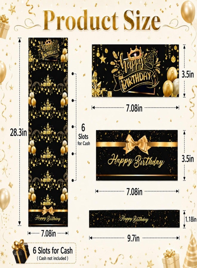 SRPHUAV Elegant Black and Gold Happy Birthday Pop Up Money Holder with 6 Slots, Luxury 3D Folding Cash Gift Card Envelope with Crown and Glitter Design, Unique Surprise Birthday Box for Men Women Adults - Image 4