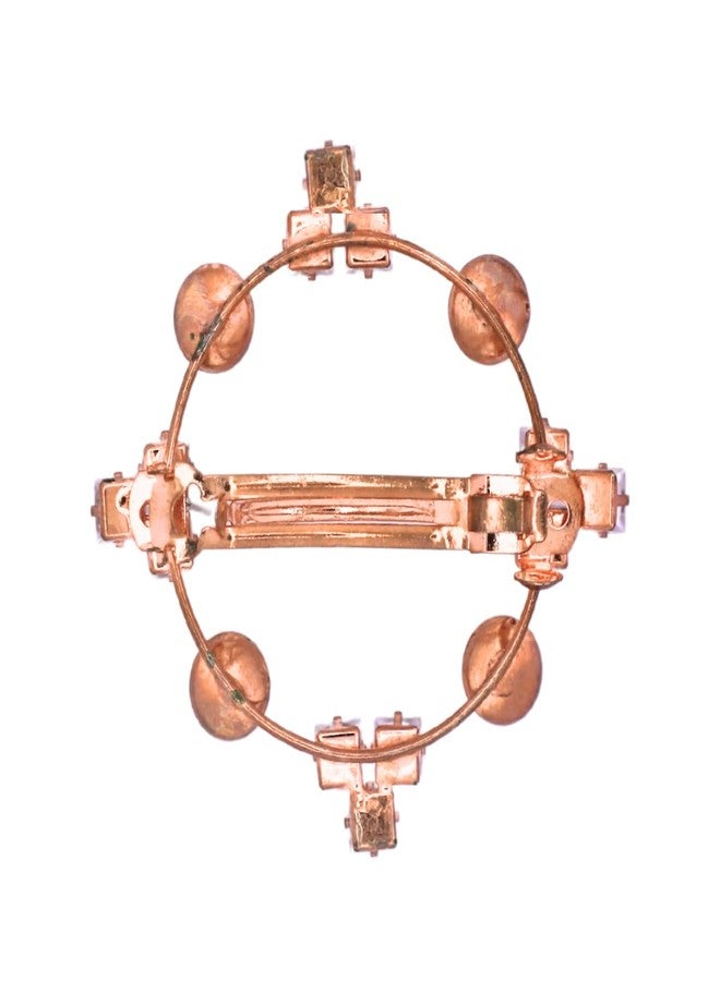 Jwella Elegant Pearl & Crystal Round Hair Clip – Rose Gold Barrette for Women & Girls - Image 4