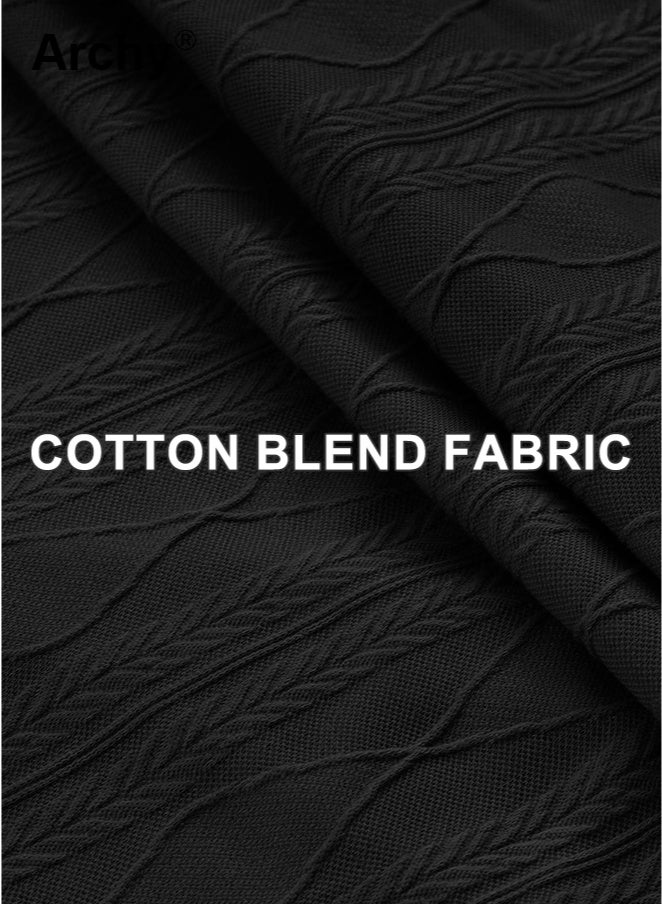 Archy Men's Summer Retro Polo Shirt - Loose Textured Knit, Short Sleeve, Classic Collar - Image 4