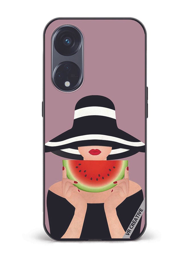 VR CREATIVE Protective Case Cover For Oppo Reno8 T 5G Girl With Watermelon Design Multicolour - Image 1