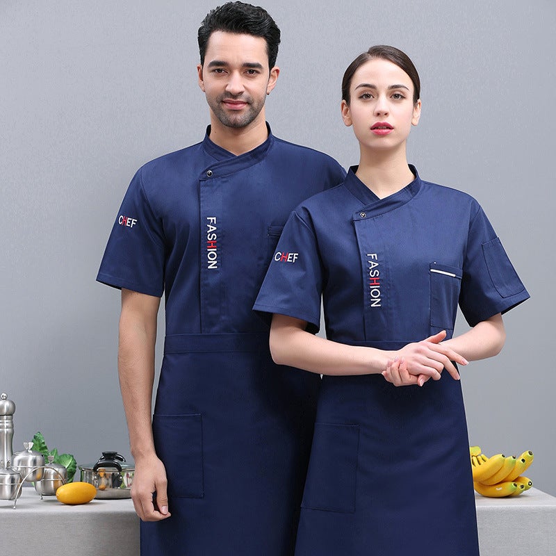 Chef Uniform Short-Sleeved Men'S Summer Wear Breathable Chef Work Clothes Custom Printed Kitchen Clothes Restaurant El Catering Women - Image 3