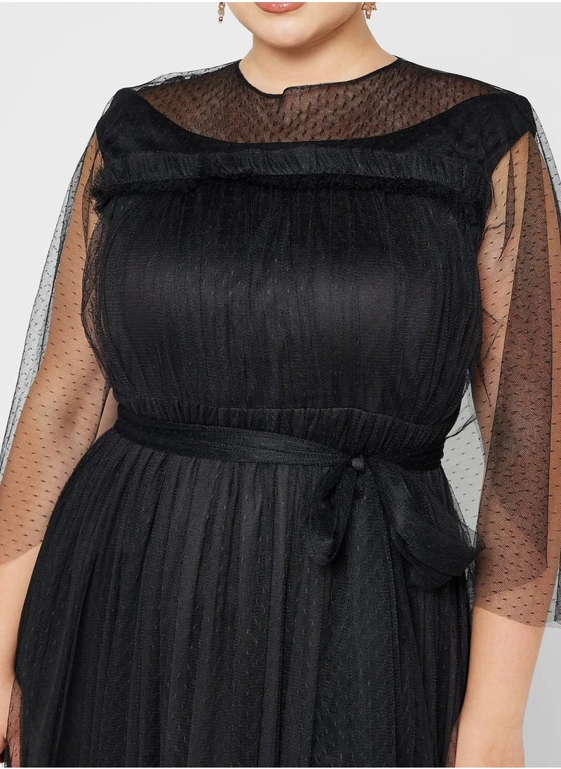 Khizana Plus size mesh overlay sleeve styled dress