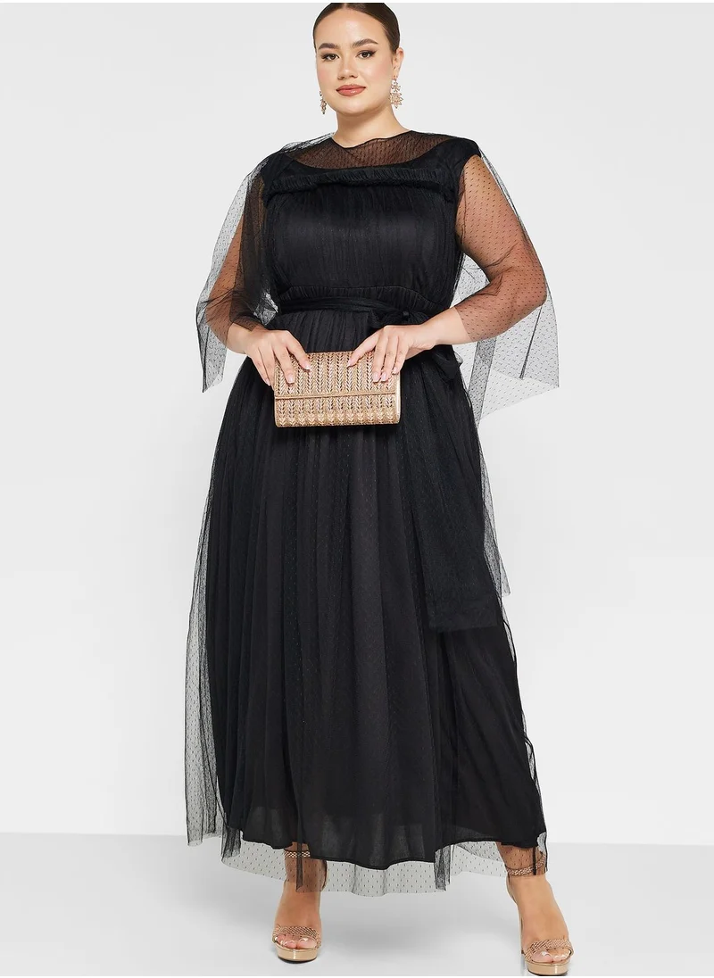 Khizana Plus size mesh overlay sleeve styled dress