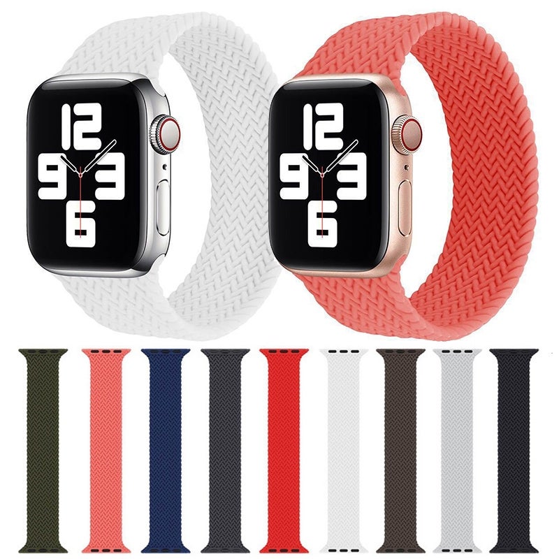 Single-turn Woven Pattern Silicone Watch Band For Apple Watch Series 7 41mm / 6 & SE & 5 & 4 40mm / 3 & 2 & 1 38mm, Size:M(Blue)