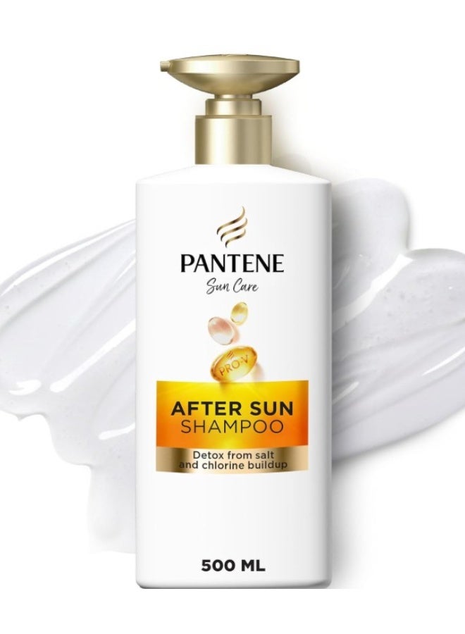 Pantene Sun Care After Sun Shampoo, Detox from Salt & Chlorine Buildup, Sparkling Fresh Scent, Transparent Formula, 500ml - Image 1
