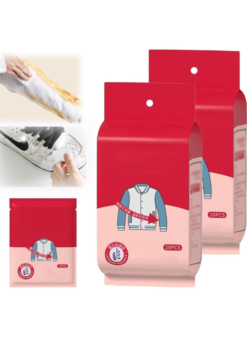 Emergency Clothing Cleaning Wet Wipes – Laundry Stain Remover Wipes for Food, Coffee & Makeup Stains, Portable Fabric Cleaner for Travel & Daily Use, 40 Pieces - Image 1