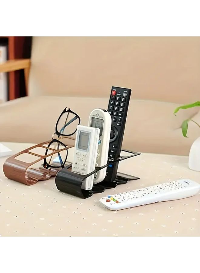 Multi Functional Remote Control Holder Black Durable Plastic Desktop Organizer For Living Room And Office Holds 4 Remotes And Glasses No Assembly Required Utility Racks Home Storage - Image 2