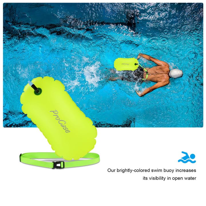 ProCase Swim Buoy Float, Swimming Bubble Safety Float with Adjustable Waist Belt for Open Water Swimmers, Triathletes, Snorkelers, Kayakers, Safe Swim Trainers -Neonyellow - Image 2