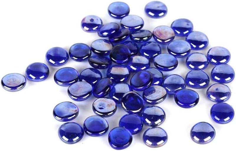 Houseables Glass Beads for Vases, Marbles for Vases, Glass Marbles, Filler, Blue Beads, Flat, Blue Gems, Crafts, Pebbles, Stones, Decorative Rocks, Plants, Florist, Floral, Fishbowl, 5 LBS, 400-500 PC - Image 1