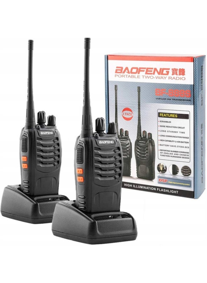Baofeng 5W (2 Pcs) Walkie Talkies 2026 New Version BF-888S Handheld Two Way Radios Battery and Charger 2-4 KM