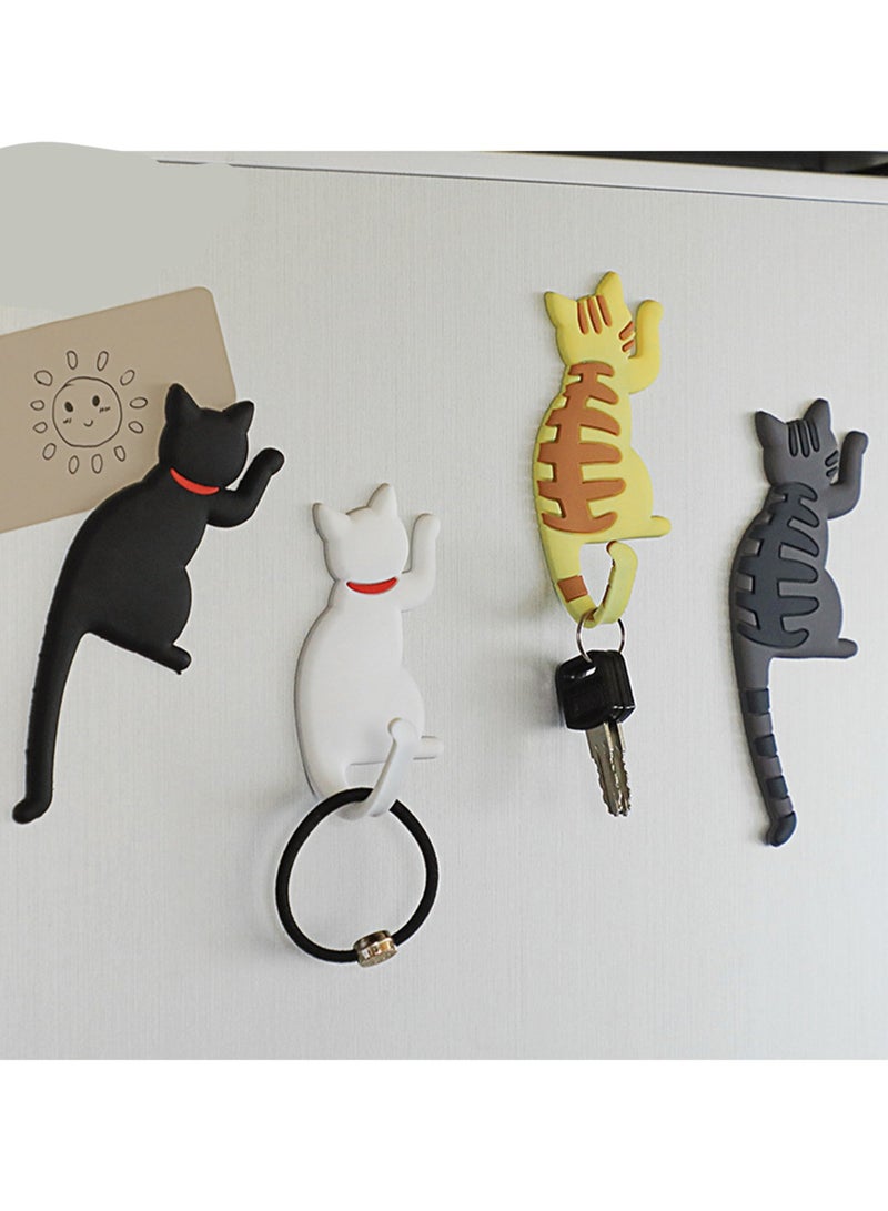 Creative Multifunctional Cartoon Hook, Cute Cat Magnetic Message Sticker, Reusable And Detachable Key Hook, Suitable For Home, Kitchen, Bathroom (Gray Cat) - Image 2