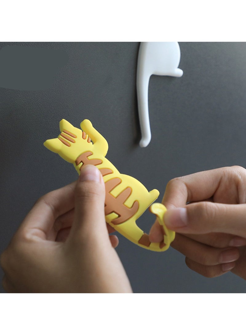 Creative Multifunctional Cartoon Hook, Cute Cat Magnetic Message Sticker, Reusable And Detachable Key Hook, Suitable For Home, Kitchen, Bathroom (Gray Cat) - Image 3