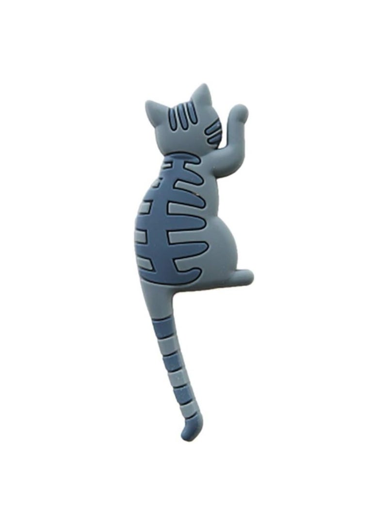 Creative Multifunctional Cartoon Hook, Cute Cat Magnetic Message Sticker, Reusable And Detachable Key Hook, Suitable For Home, Kitchen, Bathroom (Gray Cat) - Image 1