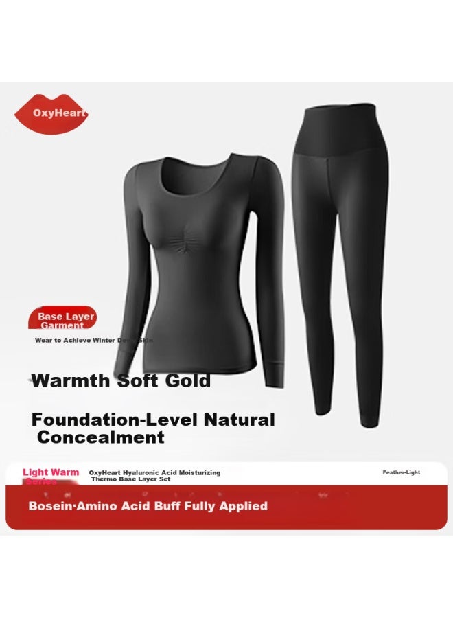 Yangxin Ultra-thin Thermal Base Layer With Chest Pad For Women, Seamless Temperature-regulating Autumn And Winter Underwear Set, Spring And Autumn Inner Wear - Image 1