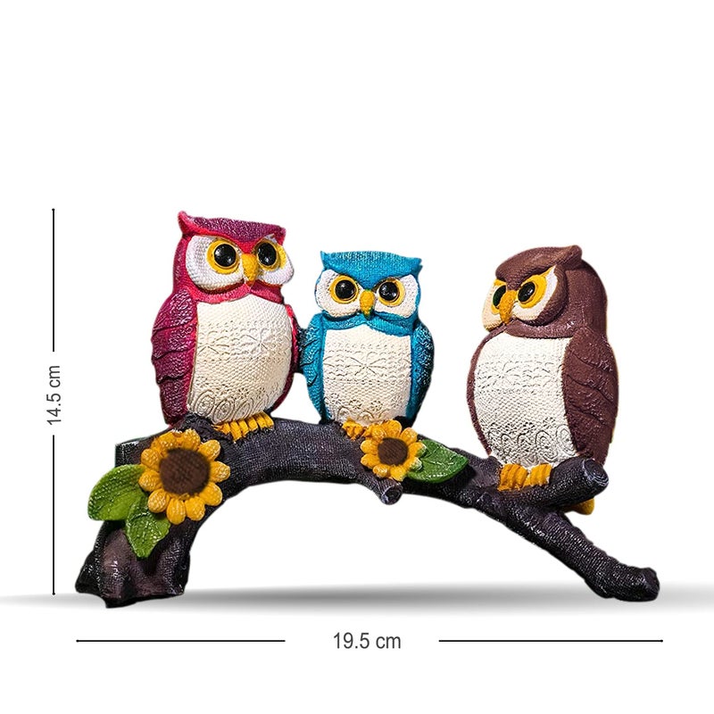 XTORE Beautiful Resin Owl Family Decorative Statue for Home Decor (Pack of 1. Multicolor) - Image 2
