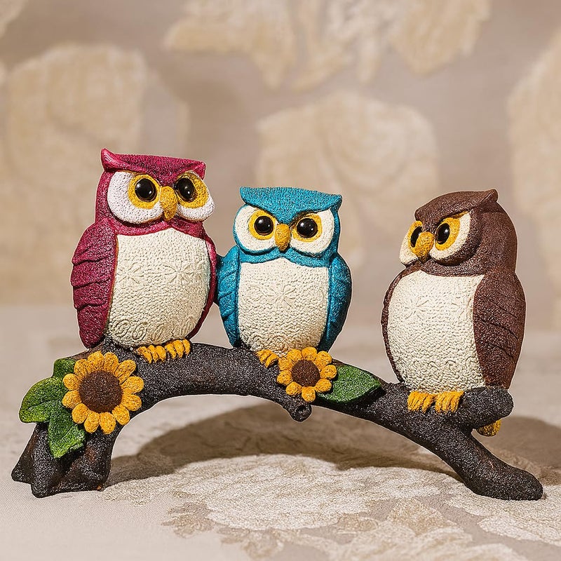 XTORE Beautiful Resin Owl Family Decorative Statue for Home Decor (Pack of 1. Multicolor) - Image 3
