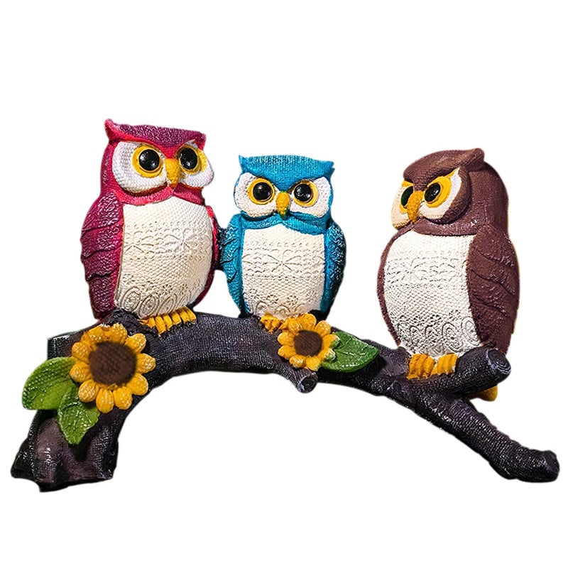 XTORE Beautiful Resin Owl Family Decorative Statue for Home Decor (Pack of 1. Multicolor) - Image 4