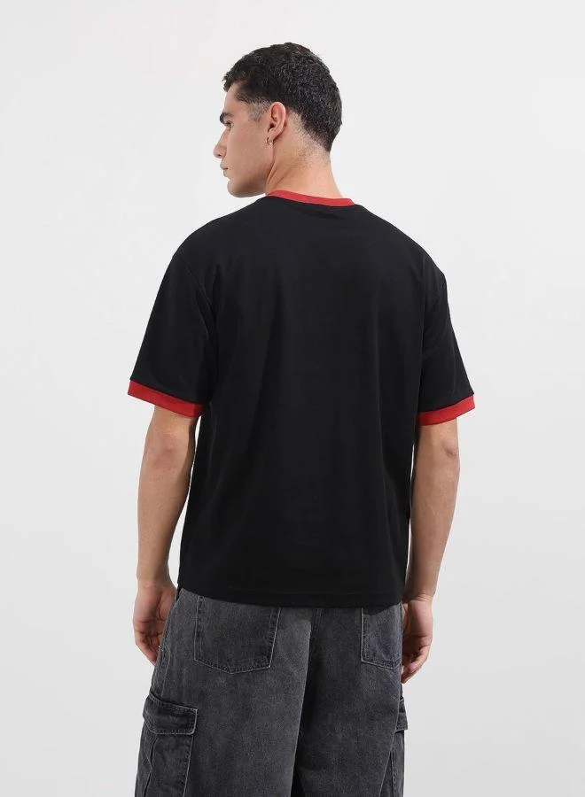 شركة المرآب الهندية Men Relaxed Fit Graphic Printed Crew Neck Half Sleeves T-Shirt