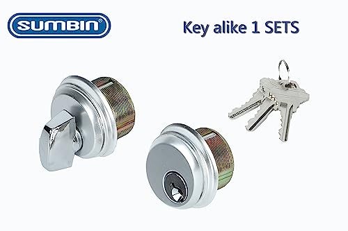 SUMBIN Commercial Storefront Door Lock Mortise Cylinders with Thumbturn fits Kawneer Vistawall Deadbolt in Aluminum 1 Pack Random Keys - Image 3