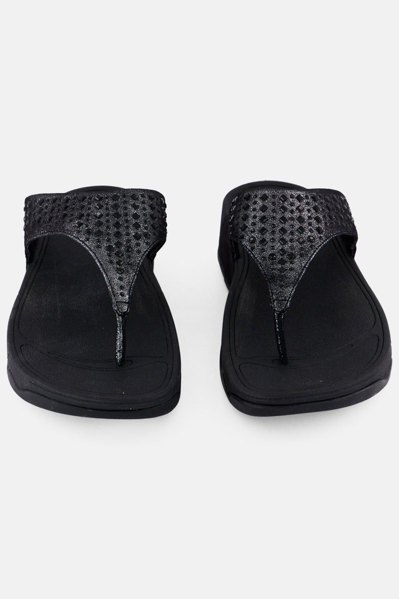 FitFlop Women Novy Suede Toe Thong Sandals, Black  - Image 4