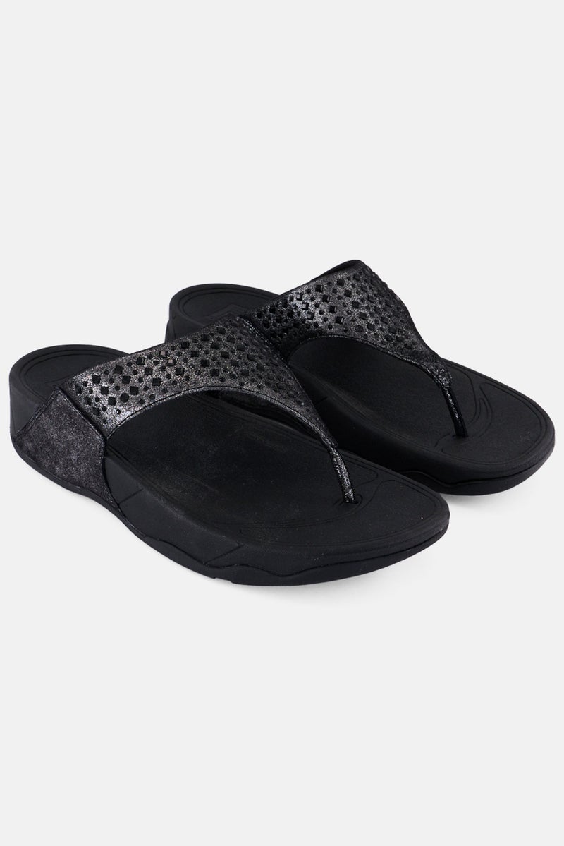 FitFlop Women Novy Suede Toe Thong Sandals, Black  - Image 1