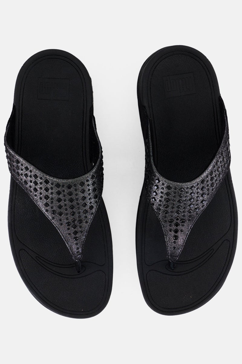 FitFlop Women Novy Suede Toe Thong Sandals, Black  - Image 3