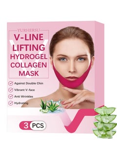 Rosarden V Line Lifting Mask Chin Mask, Hydrogel Collagen Mask With Aloe Vera & Seaweed, Chin Lift, Firming Skin, Anti-Wrinkle Face Masks, 3 Pieces  - Image 1