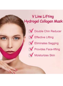 Rosarden V Line Lifting Mask Chin Mask, Hydrogel Collagen Mask With Aloe Vera & Seaweed, Chin Lift, Firming Skin, Anti-Wrinkle Face Masks, 3 Pieces  - Image 2