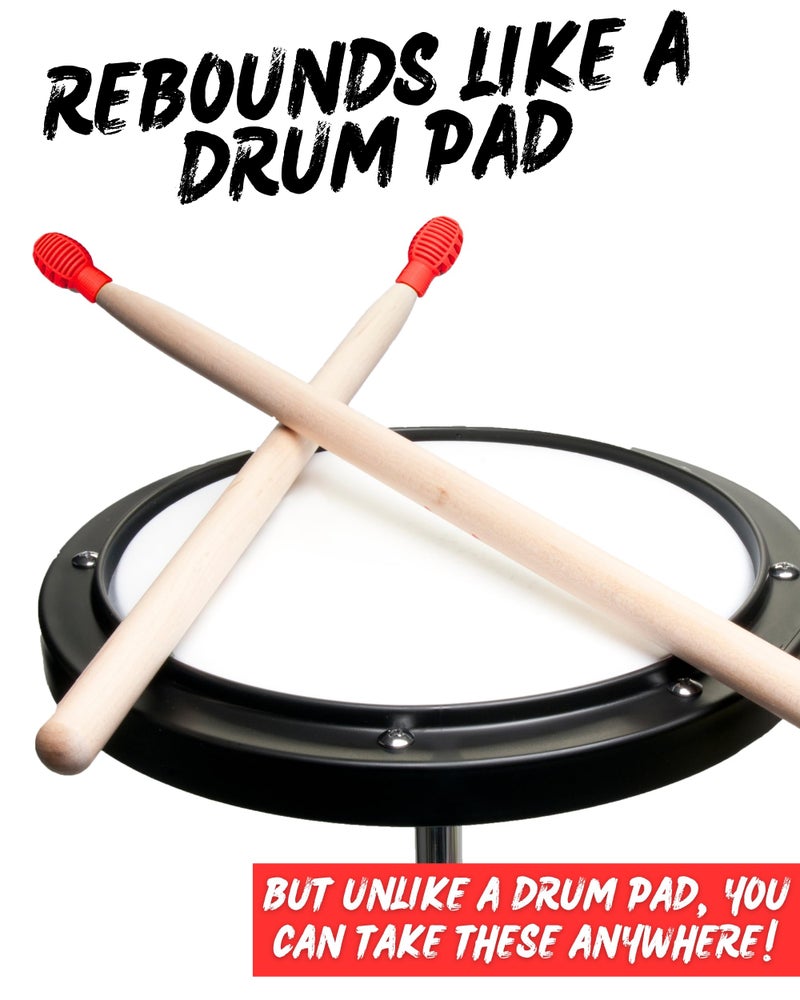 Powered By Rock Drumstick Dampeners for Silencing Drumming Practice - Replace Your Drum Practice Pad - Silicone Drumstick Tips Mute Clacking Sound from Sticks on Solid Surfaces - 4 Pack - Image 5