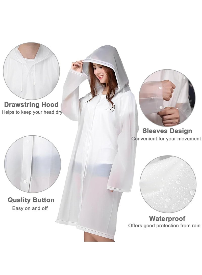 LIMOS Rain Ponchos for Adults Reusable, 2 Pcs Raincoats Emergency for Women Men with Hood and Drawstring - Image 2