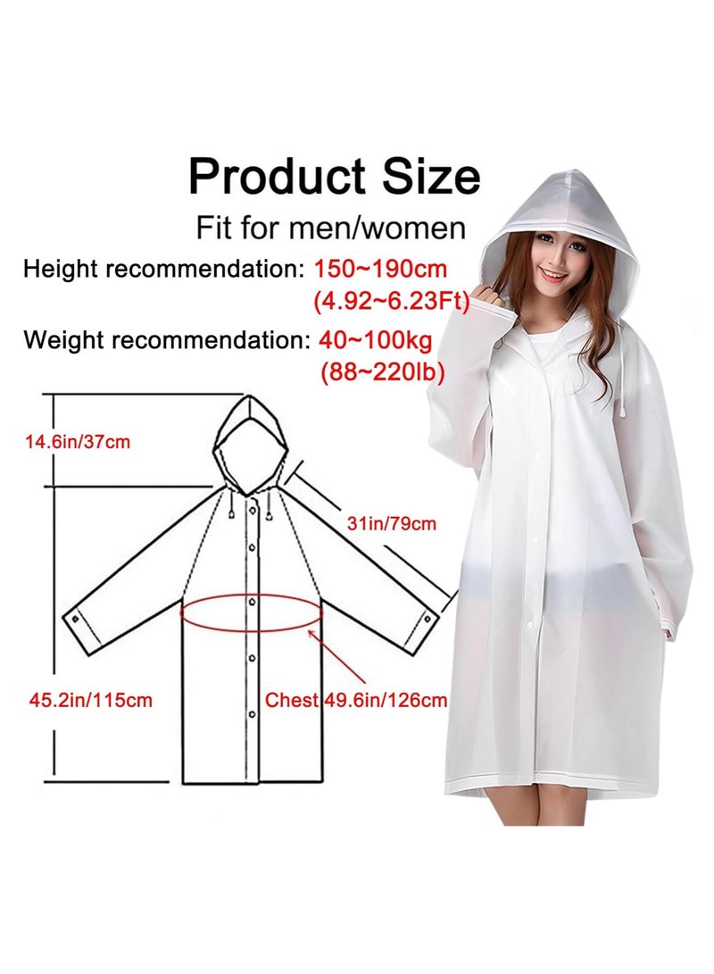 LIMOS Rain Ponchos for Adults Reusable, 2 Pcs Raincoats Emergency for Women Men with Hood and Drawstring - Image 3