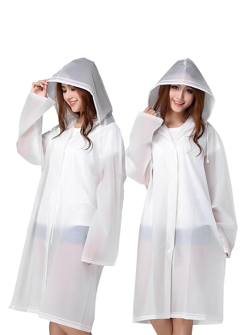 LIMOS Rain Ponchos for Adults Reusable, 2 Pcs Raincoats Emergency for Women Men with Hood and Drawstring - Image 5