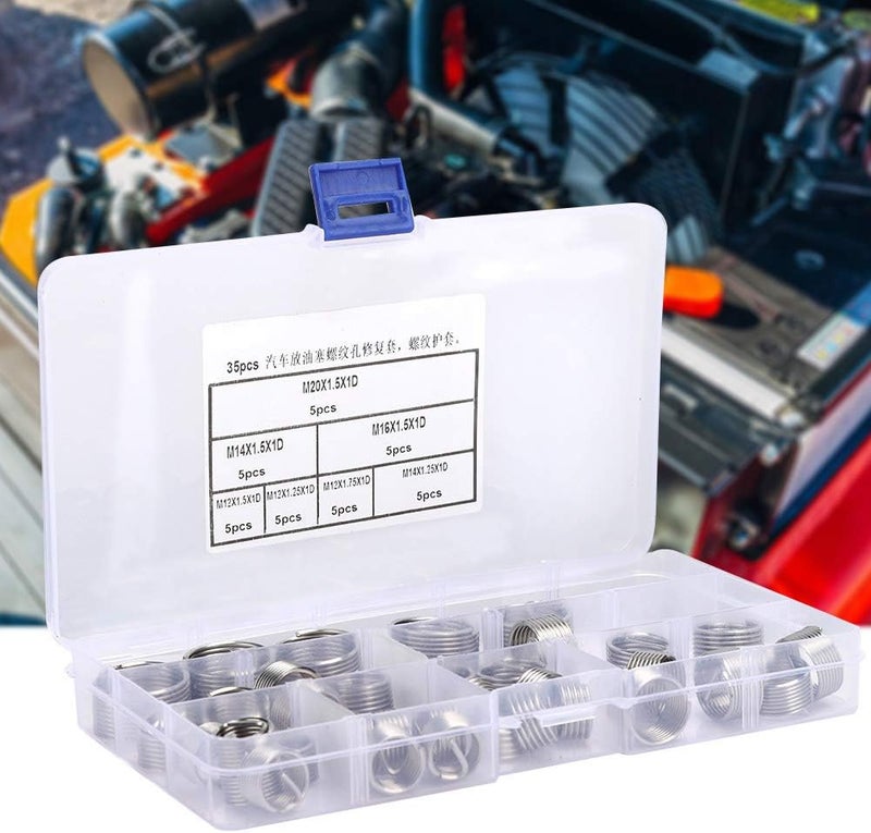35PCS Car Drain Plug Thread Repair rt Kit, Thread Tap rtion Tool Set, less Steel rt Hardware Repair Tools for Metric and Inch Threaded Hole Conver, - Image 3