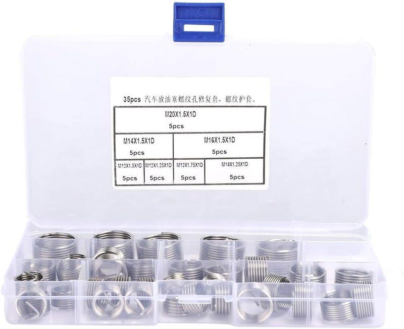 35PCS Car Drain Plug Thread Repair rt Kit, Thread Tap rtion Tool Set, less Steel rt Hardware Repair Tools for Metric and Inch Threaded Hole Conver, - Image 1
