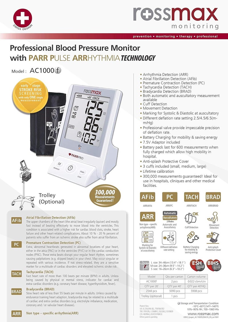 Rossmax AC1000f Professional Upper Arm Blood Pressure Monitor - Image 2
