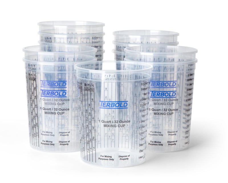 Terbold Paint Mixing Cups, 32oz Disposable Plastic Measuring Cups for Automotive Paint, Epoxy, Resin, Art (Pack of 12) - Image 1