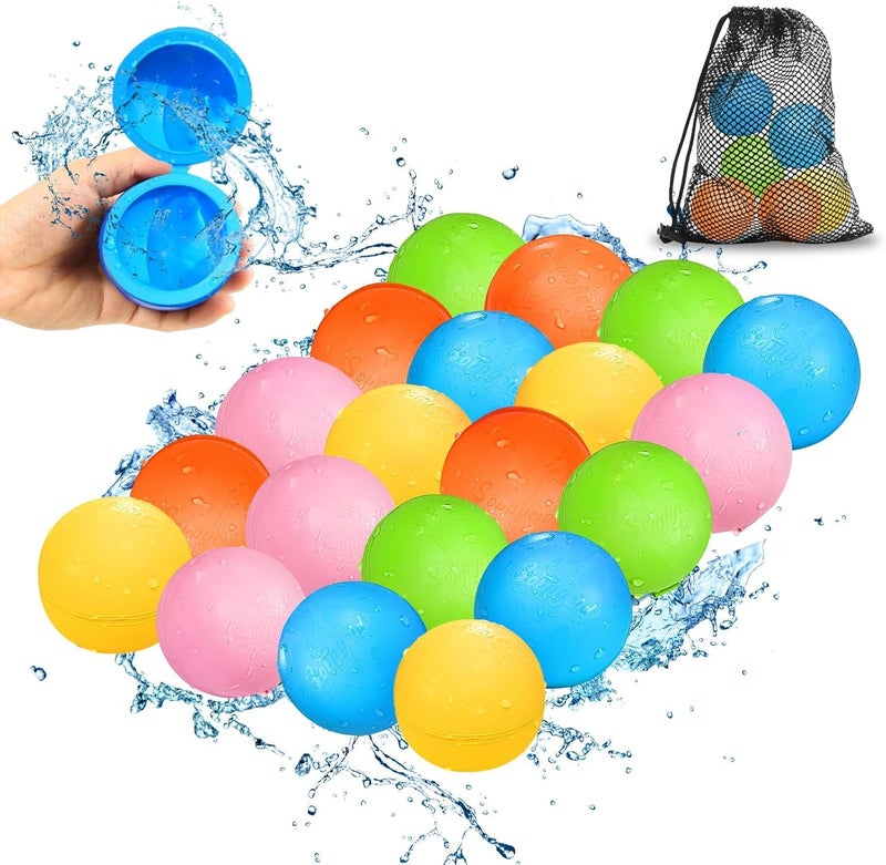 SCUATANBE Reusable Water Balloons 20PCS Quick Fill Water Balls Toys For Toddler Age 48 Refillable SelfSealing Water Splash Bomb For Summer Party Pool Outdoor Beach Toys for kids Age 812 - Image 2